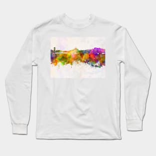 Coimbra skyline in watercolor background Long Sleeve T-Shirt